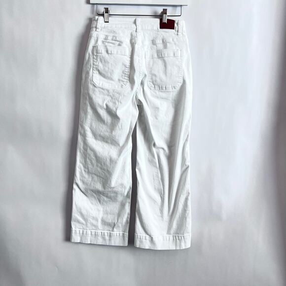 WOMENS WIDE LEG CROPPED JEANS HIGH WAISTED FRONT AND BACK POCKETS WHITE  SIZE S - Picture 2 of 12